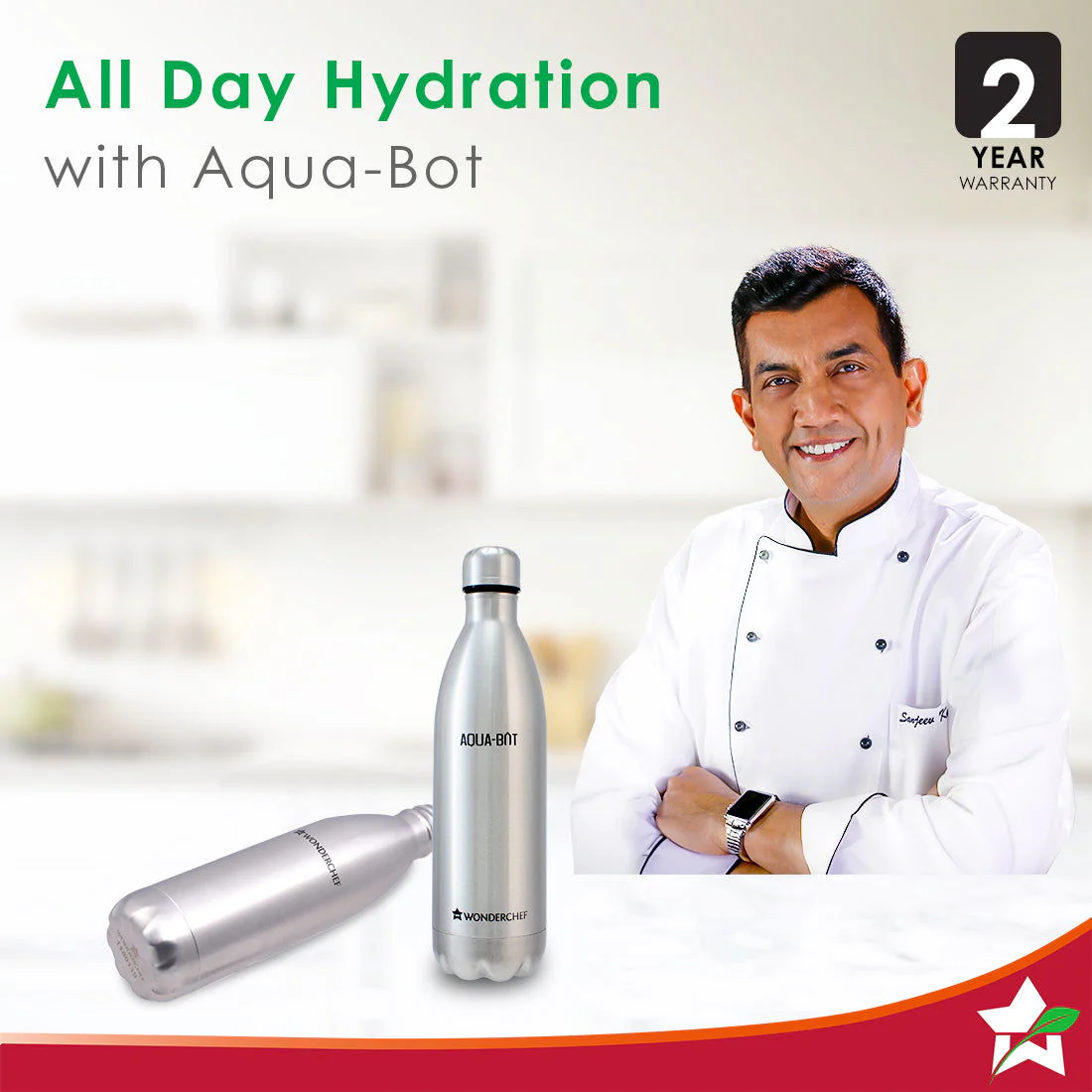 Aqua-Bot, 1000ml, Double Wall Stainless Steel Vacuum Insulated Hot and Cold Flask, Spill & Leak Proof, Silver, 2 Years Warranty - Image 9
