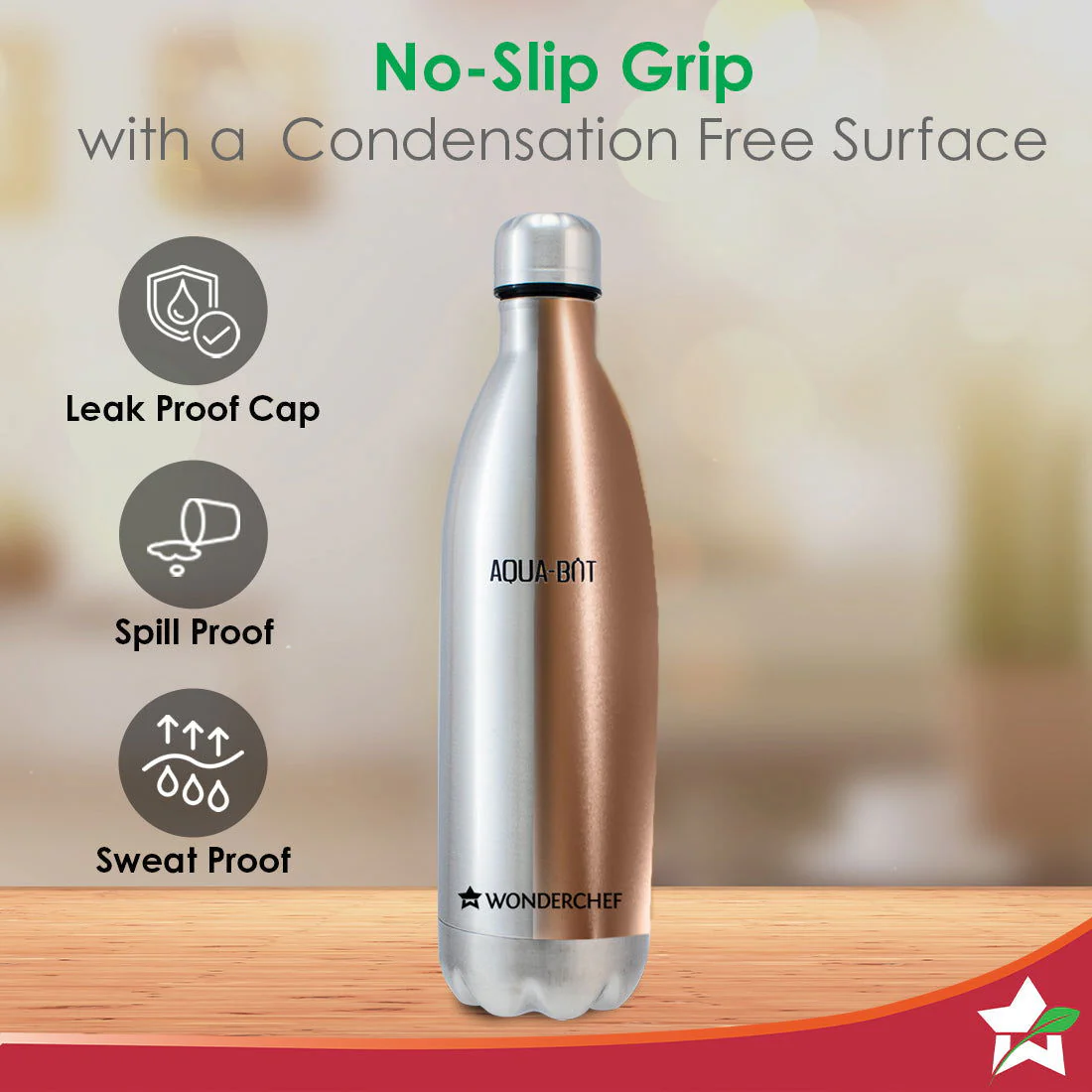 Aqua-Bot, 500ml, Double Wall Stainless Steel Vacuum Insulated Hot and Cold Flask, Spill & Leak Proof, Silver, 2 Years Warranty - Image 2