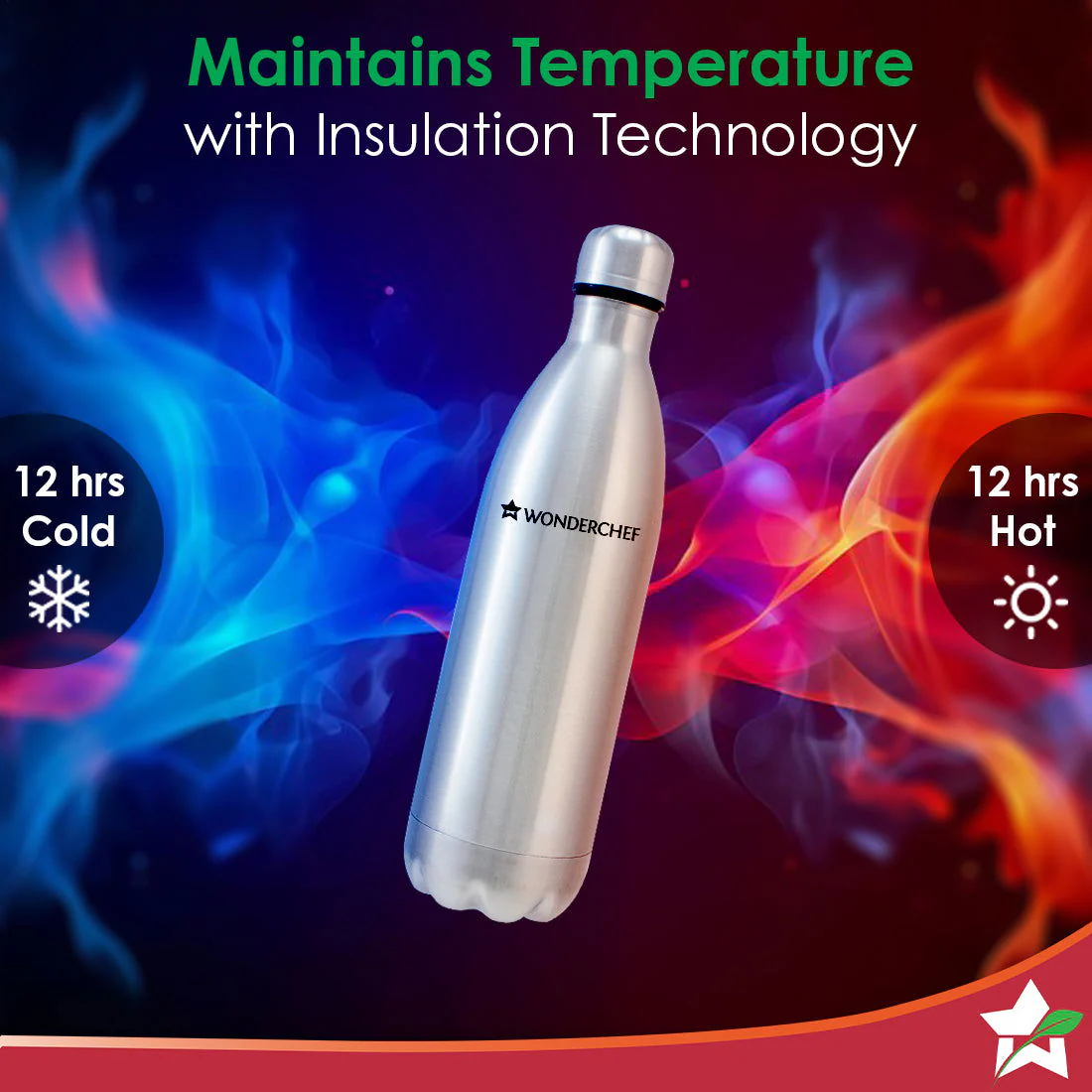 Aqua-Bot, 750ml, Double Wall Stainless Steel Vacuum Insulated Hot and Cold Flask, Spill & Leak Proof, Silver, 2 Years Warranty - Image 3