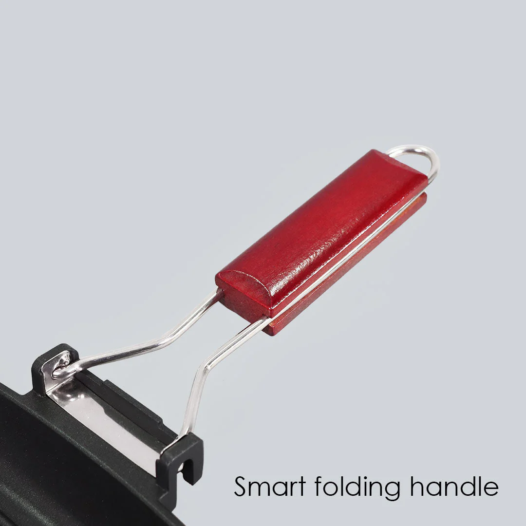 Caesar Nonstick Folding Grill Pan | Ideal for Barbeque, Tandoori & Sandwiches | Smart Folding Handle | Space Saver | Gas & Induction Friendly | PFOA Free | 2.3L | 5 Year Warranty | Black - Image 3