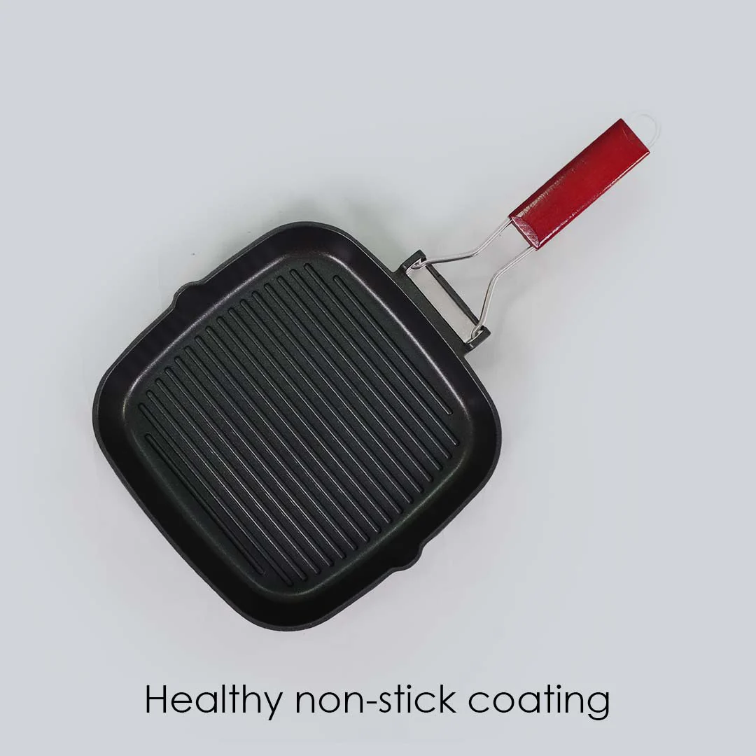 Caesar Nonstick Folding Grill Pan | Ideal for Barbeque, Tandoori & Sandwiches | Smart Folding Handle | Space Saver | Gas & Induction Friendly | PFOA Free | 2.3L | 5 Year Warranty | Black - Image 4