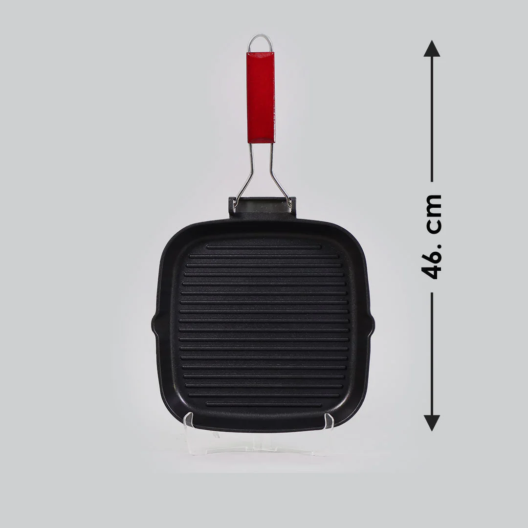 Caesar Nonstick Folding Grill Pan | Ideal for Barbeque, Tandoori & Sandwiches | Smart Folding Handle | Space Saver | Gas & Induction Friendly | PFOA Free | 2.3L | 5 Year Warranty | Black - Image 9