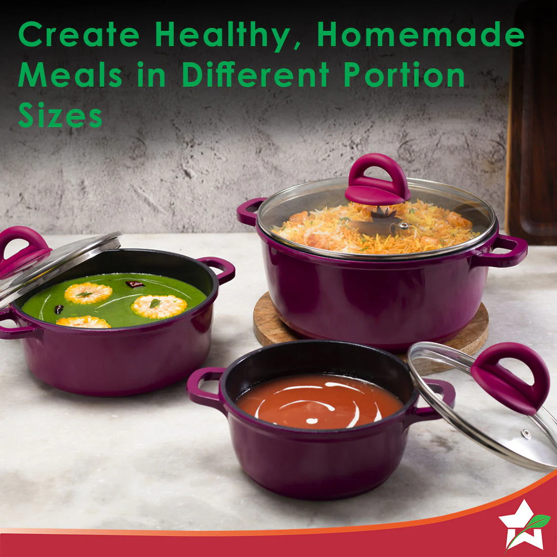 Ceramide Non-stick Casserole Set 6Pc | 1.2L, 2.3L, 3.9L | Induction Bottom | Pure Grade Aluminium | PFOA/Heavy Metals Free | 2.2mm | Pink | 2 Year Warranty - Image 6