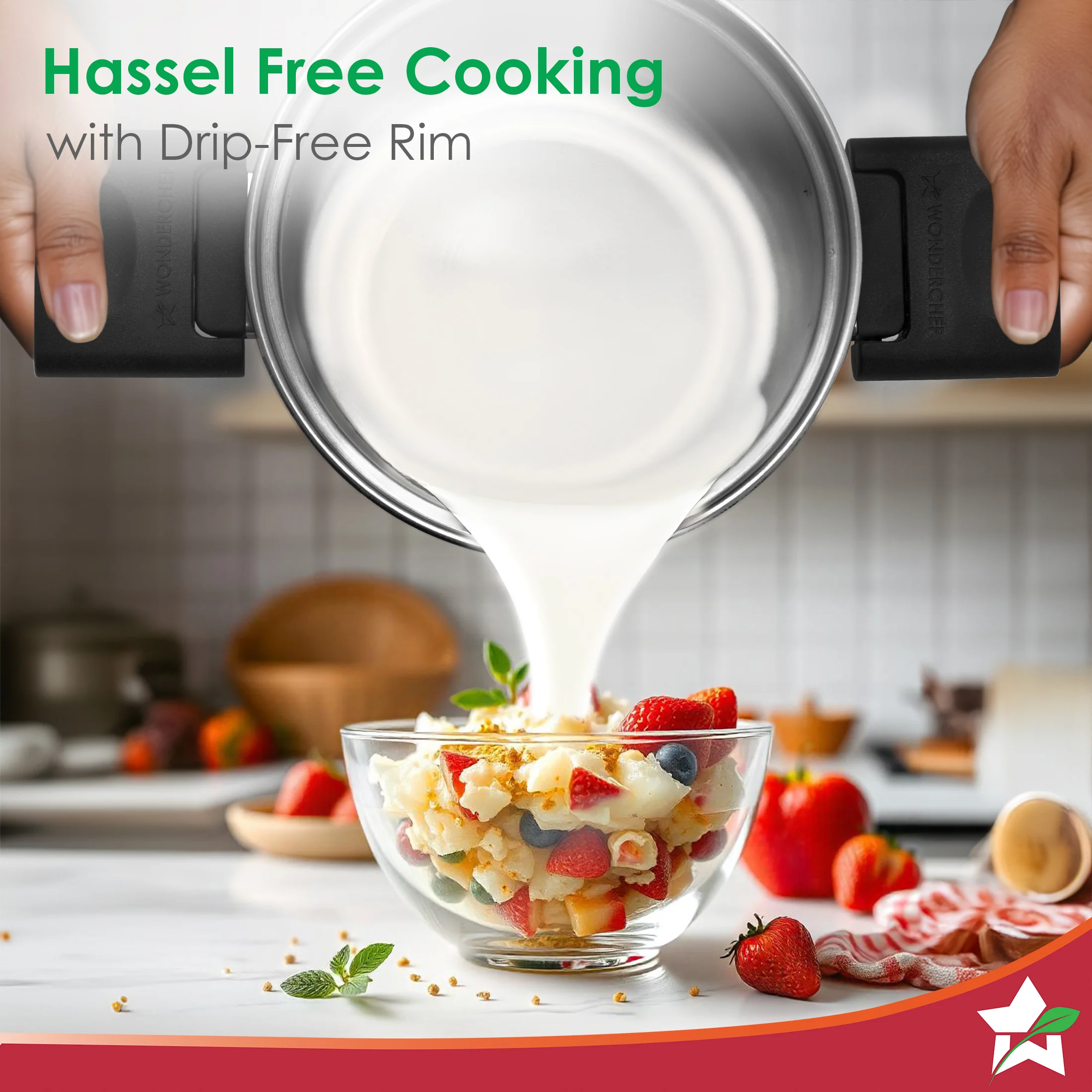 Click and Cook Stainless Steel Casserole 2 Pc Set | 3 L, 1 L | Unique Foldable Cool-touch Handles | Tri-ply Bottom | Glass Lid with Steam Vent | Induction and Gas Cooktop Friendly - Image 6
