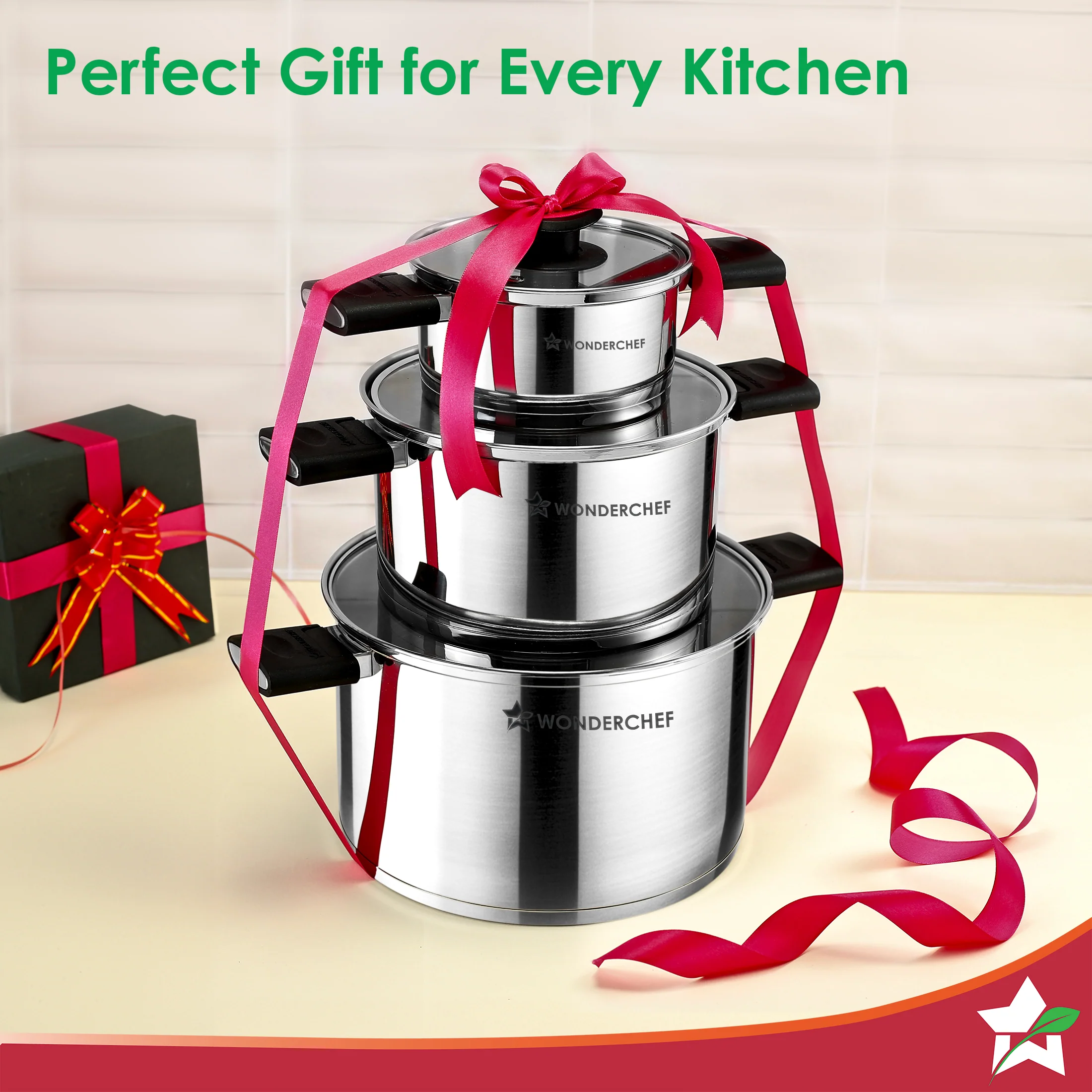 Click and Cook Stainless Steel Casserole 3 Pc Set | 6.5 L, 3.2 L, 1 L | Unique Foldable Cool-touch Handles | Tri-ply Bottom | Glass Lid with Steam Vent | Induction and Gas Cooktop Friendly - Image 8