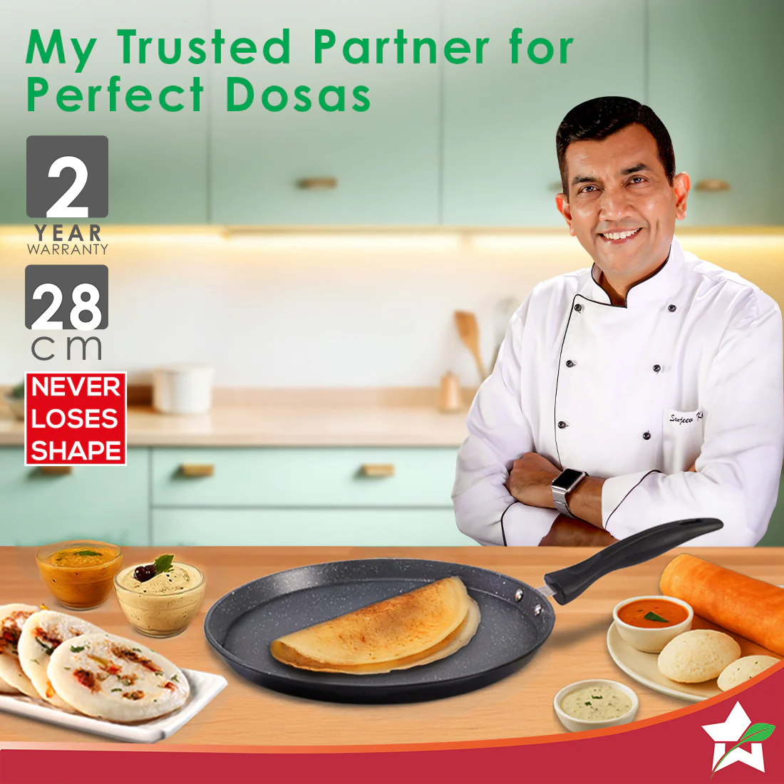 Duralite Die-cast 28 cm Dosa Tawa | 5 Layer Healthy Duramax Non-Stick Coating | Soft Touch Handle | Pure Grade Aluminium | PFOA Free | 2 Year Warranty | Grey - Image 2
