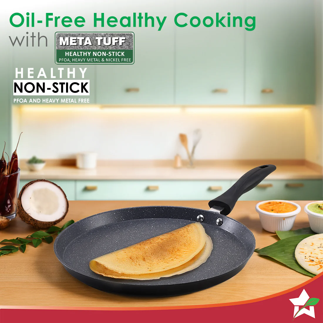 Duralite Die-cast 28 cm Dosa Tawa | 5 Layer Healthy Duramax Non-Stick Coating | Soft Touch Handle | Pure Grade Aluminium | PFOA Free | 2 Year Warranty | Grey - Image 3
