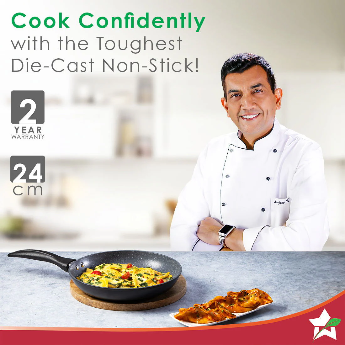 Duralite Die-Cast Non Stick Fry Pan | 24cm | 1.2 L | Grey | 5 Layer Meta-Tuff Non-Stick Coating | Never Loses Shape | Non-Toxic | Cool Touch Handle | PFOA Free | Pure Grade Aluminium | Easy to Clean | 2 Years Warranty - Image 2
