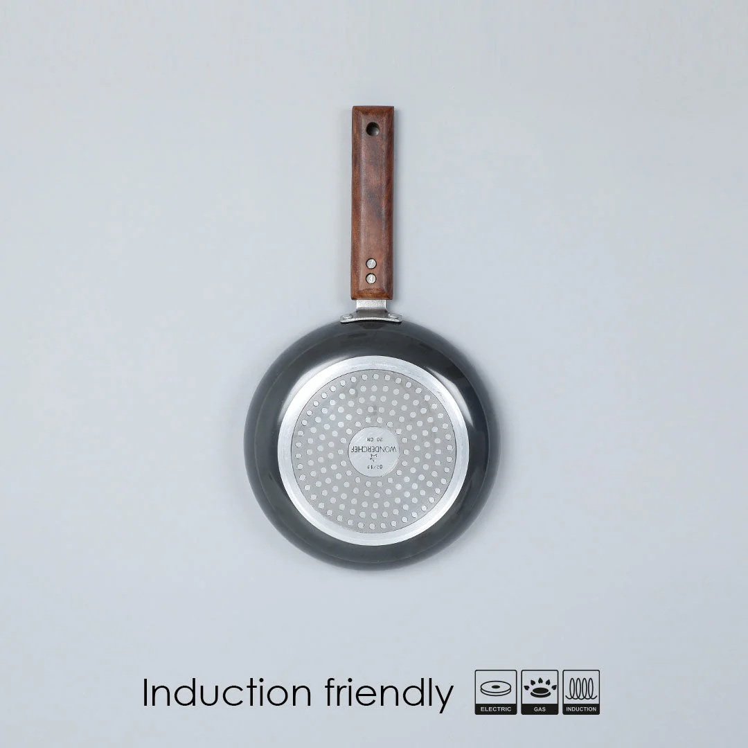 Ebony 16.5 cm Deep Fry Pan, Induction Bottom, Wooden Handle, Hard Anodized Aluminium, 1.2 L, 3.25 mm, 5 Years Warranty, Grey - Image 2
