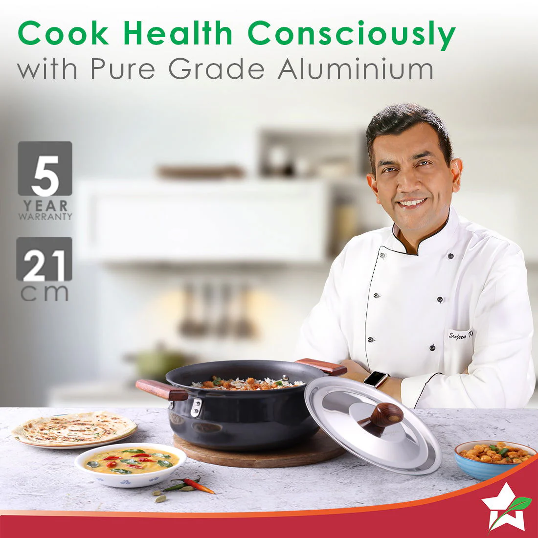 Ebony Hard Anodized Biryani Handi with Lid 3.5 L | Black - Image 2