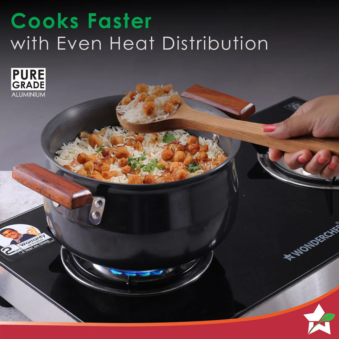 Ebony Hard Anodized Biryani Handi with Lid 3.5 L | Black - Image 5