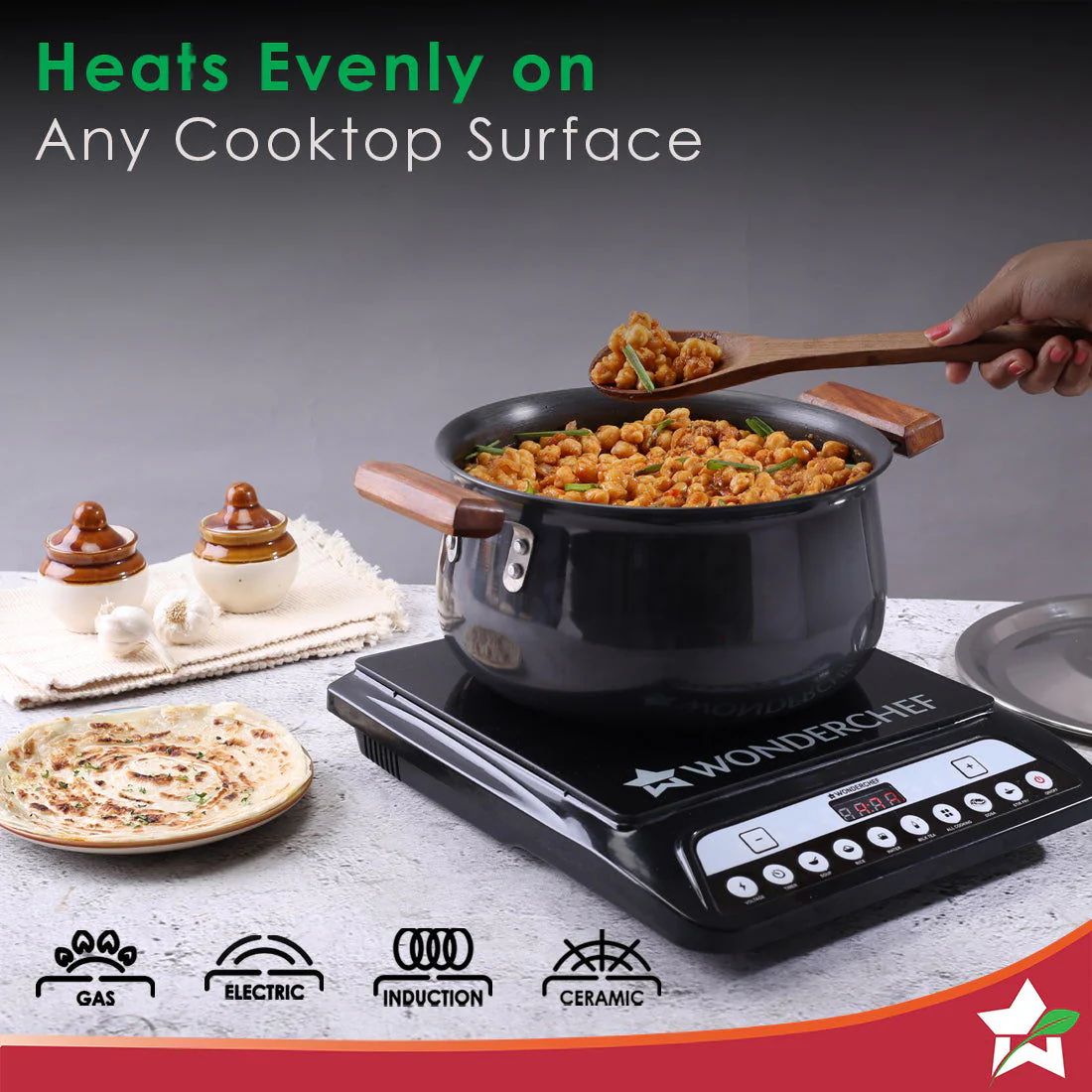 Ebony Hard Anodized Non-stick Biryani Handi with Lid - 5 L | Black - Image 3