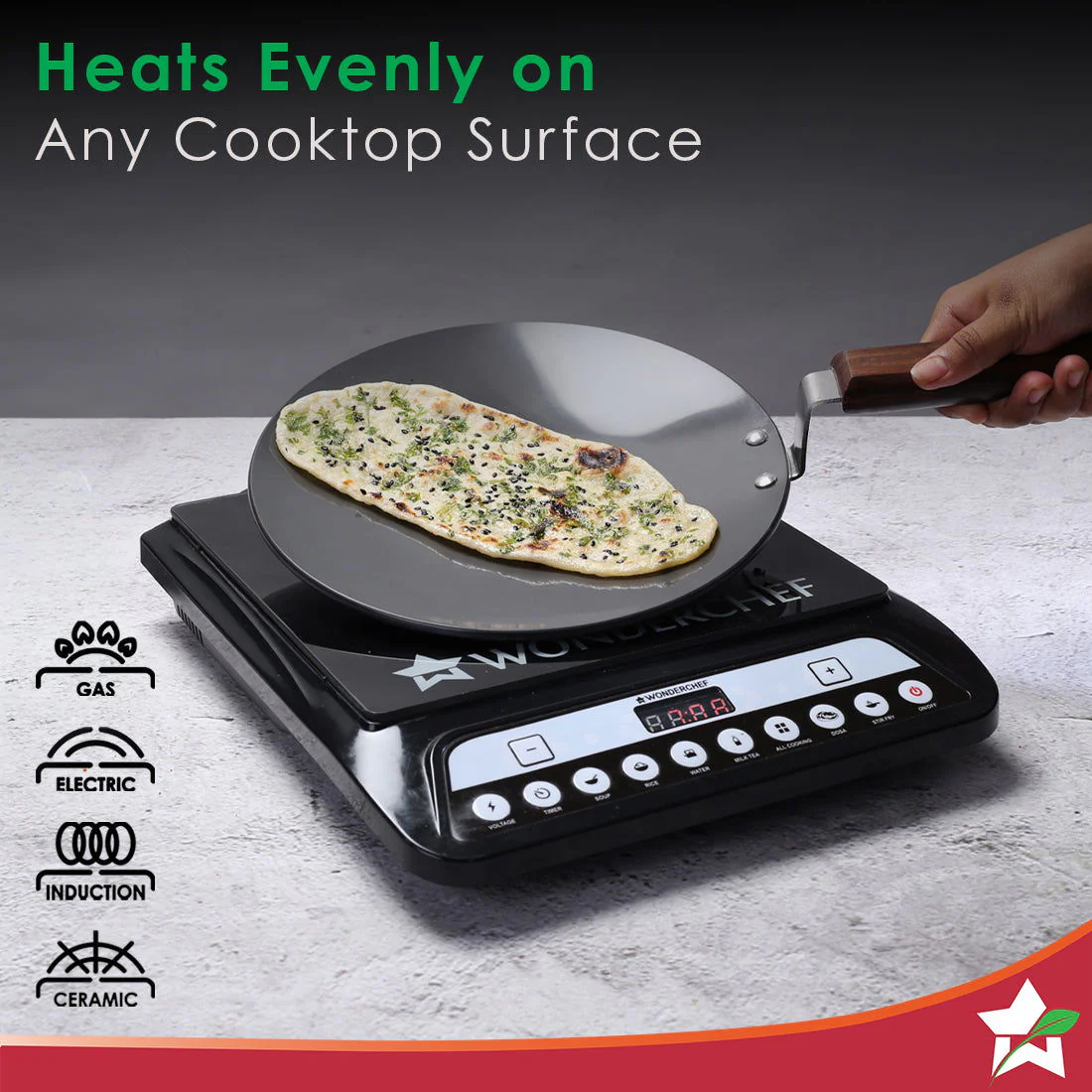 Ebony 25 cm Roti Tawa | Induction Bottom | Wooden Handle | Hard Anodized Aluminium | Non Stick Tawa| 4.06 mm | 5 Years Warranty | Black - Image 3