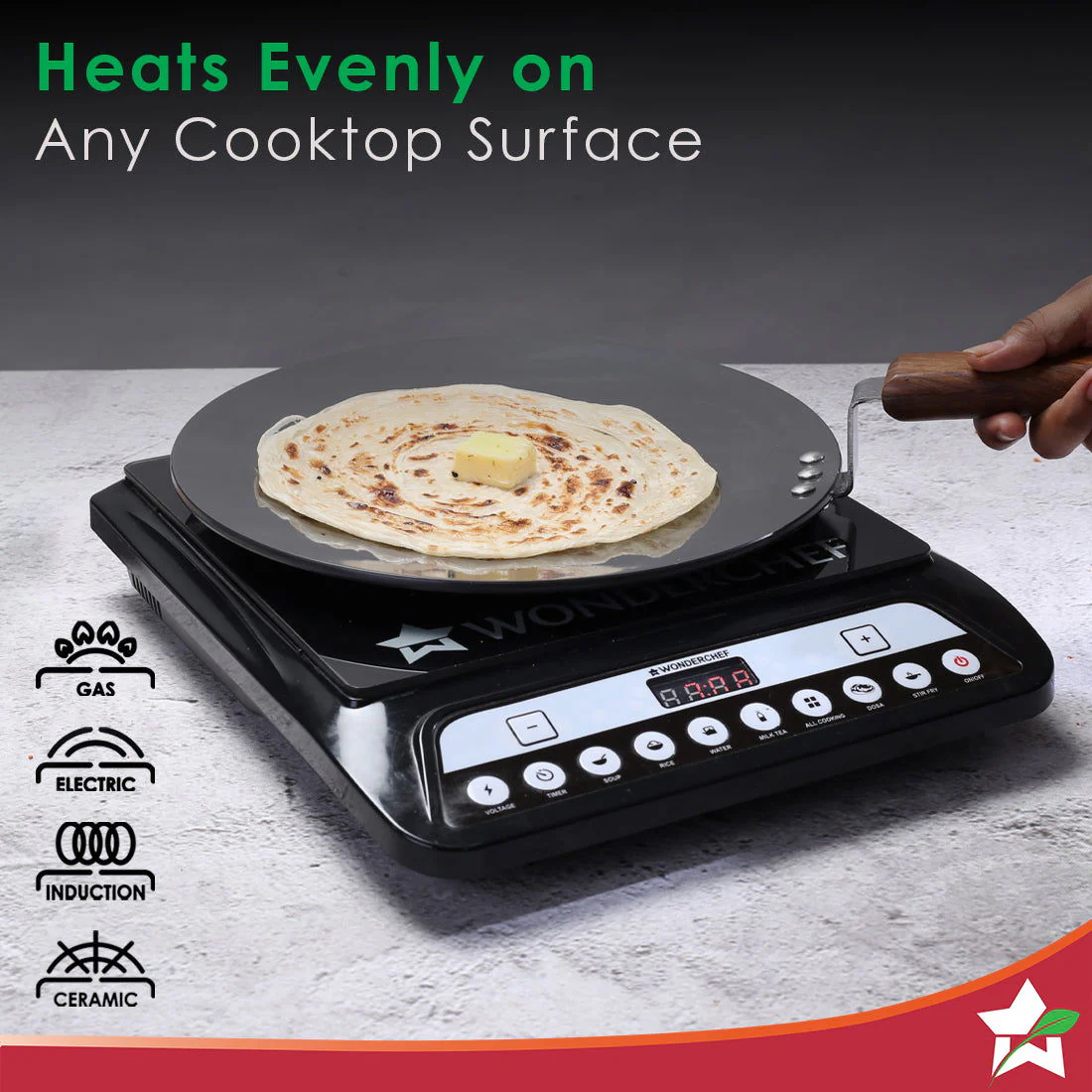 Ebony 28 cm Roti Tawa | Wooden Handle With Rivets | Hard Anodized Aluminium| Non Stick Tawa | 4.88 mm | 2 Years Warranty | Black - Image 3
