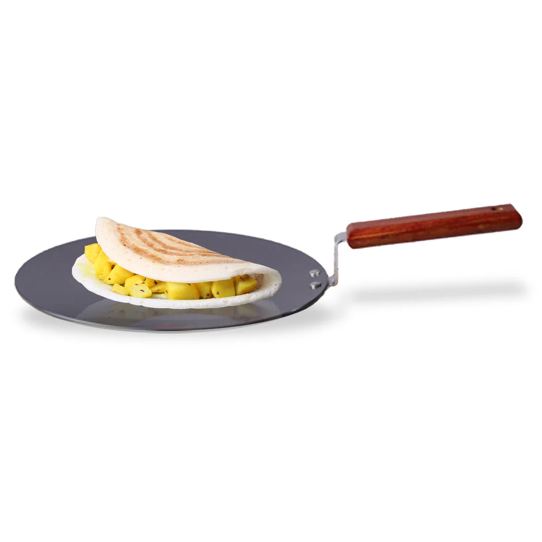 Ebony 28 cm Roti Tawa | Induction Bottom | Wooden Handle| Hard Anodized Aluminium | Non Stick Tawa | 4.06 mm| 5 Years Warranty | Black - Image 7