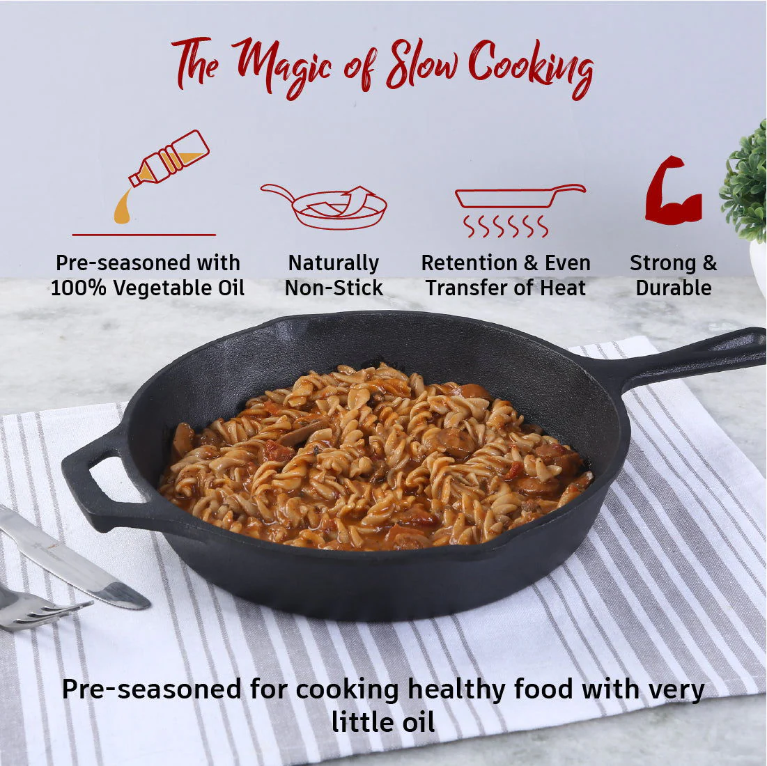Forza Pre Seasoned 15 cm Cast Iron Fry Pan | With Lifetime Exchange Warranty | Black - Image 4