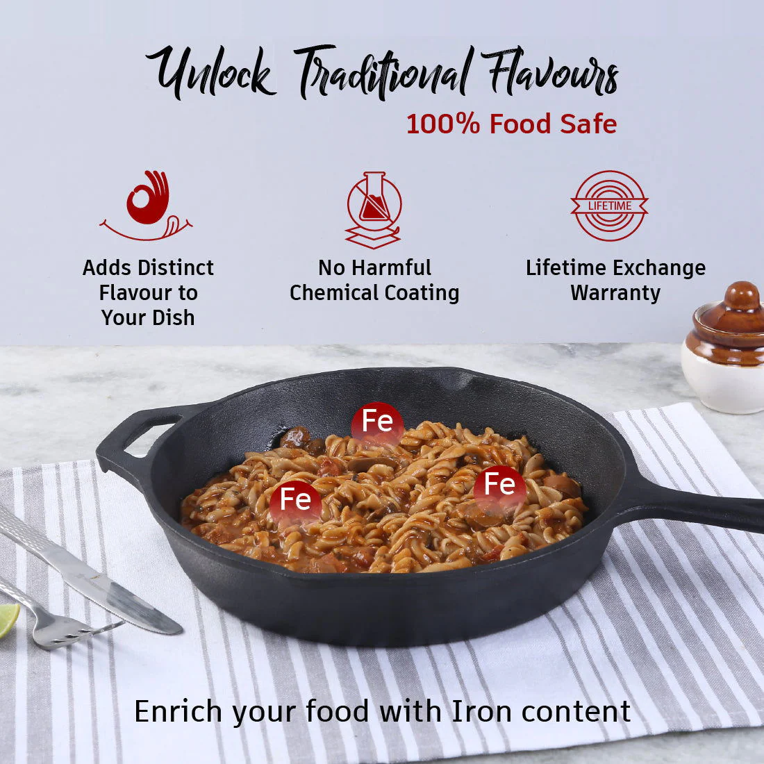 Forza Pre Seasoned 19 cm Cast Iron Fry Pan | With Lifetime Exchange Warranty | Black - Image 6