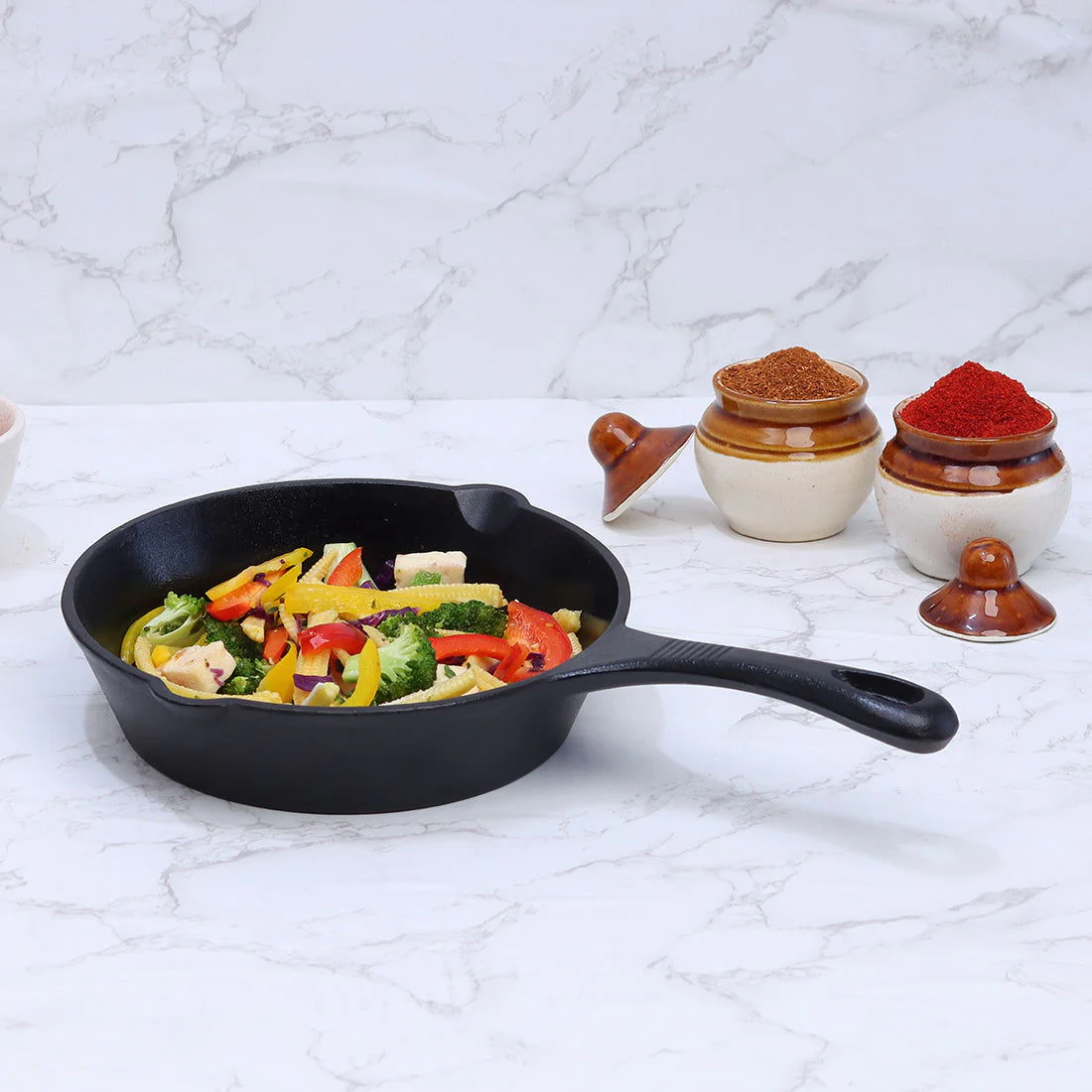 Forza Pre Seasoned 19 cm Cast Iron Fry Pan | With Lifetime Exchange Warranty | Black - Image 7
