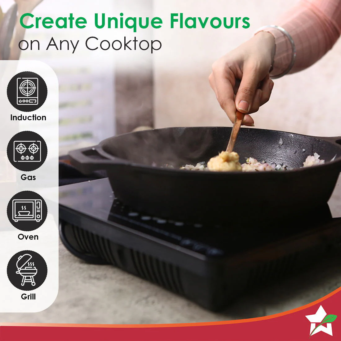Forza Pre Seasoned 25 cm Cast Iron Fry Pan | With Lifetime Exchange Warranty | Black - Image 7