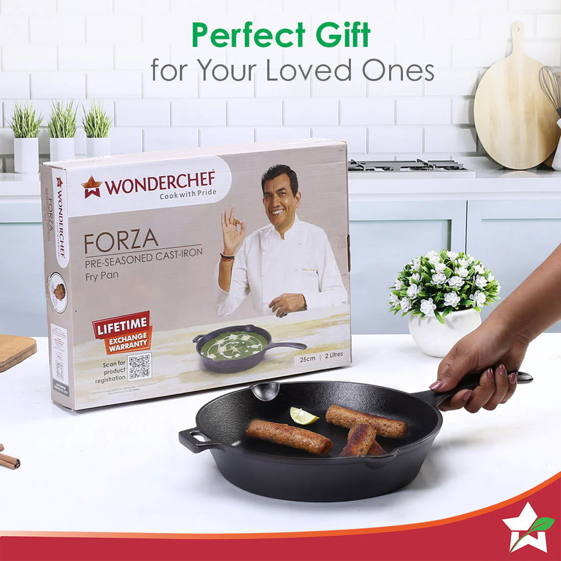 Forza Pre Seasoned 25 cm Cast Iron Fry Pan | With Lifetime Exchange Warranty | Black - Image 9