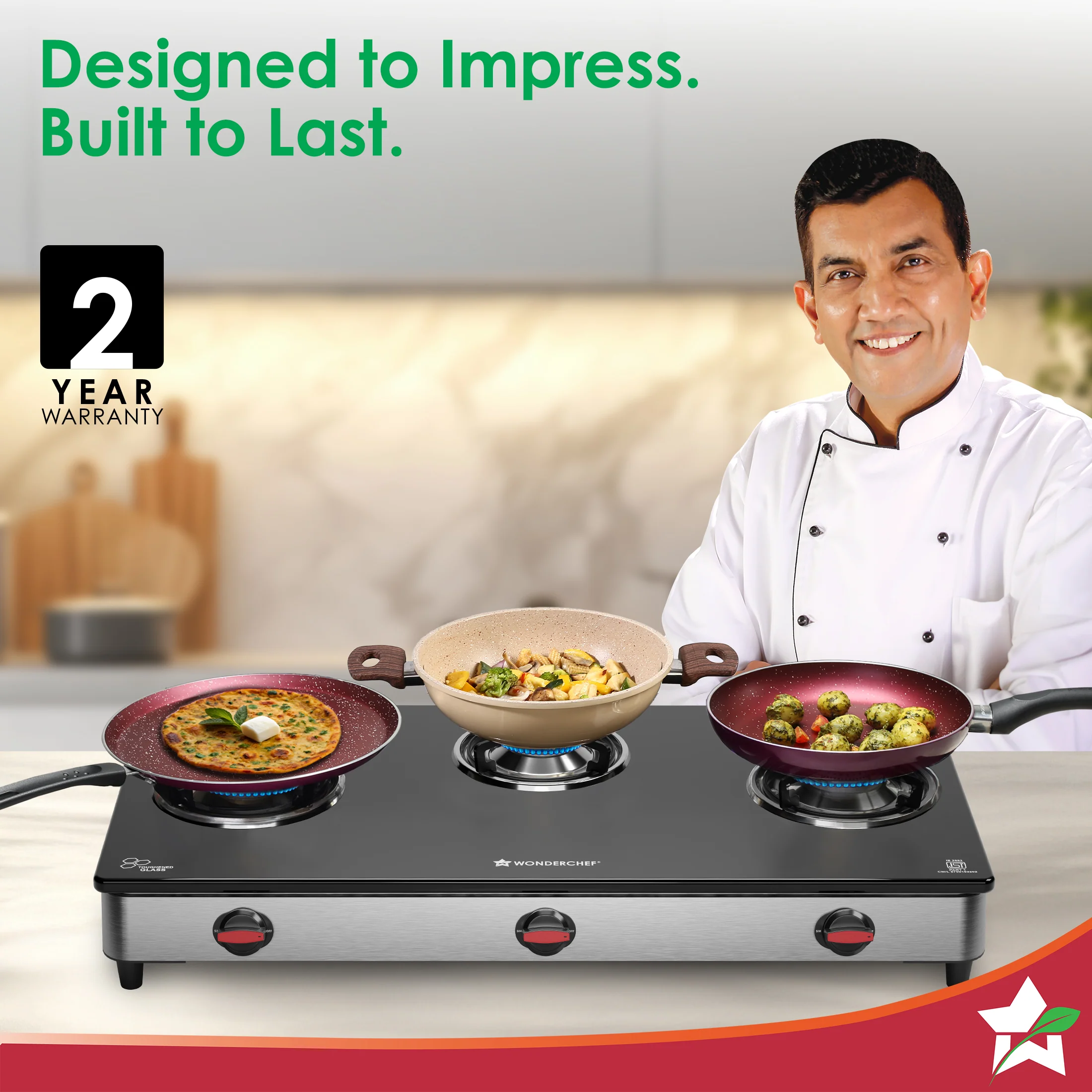 Galaxy 3 Burner Auto Gas Stove | 6mm Toughened Glass | Piezo Auto Ignition | 2 Years Warranty - Image 2