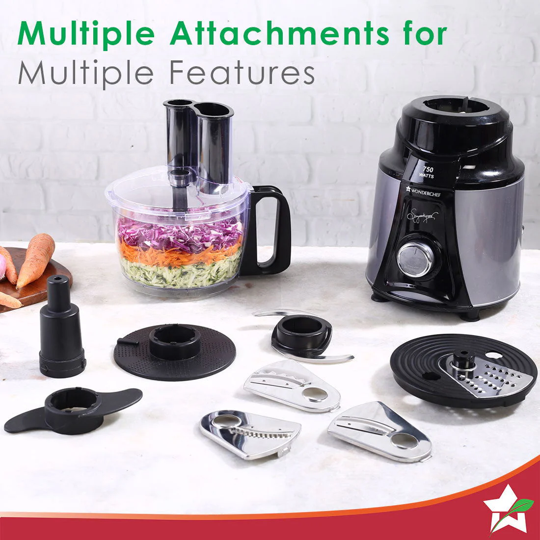 Galaxy Food Processor 750W Mixer Grinder, 100% Copper Motor, 4 Jars, Black & Grey, 5 Year on Motor and 2 Years Overall Warranty - Image 5