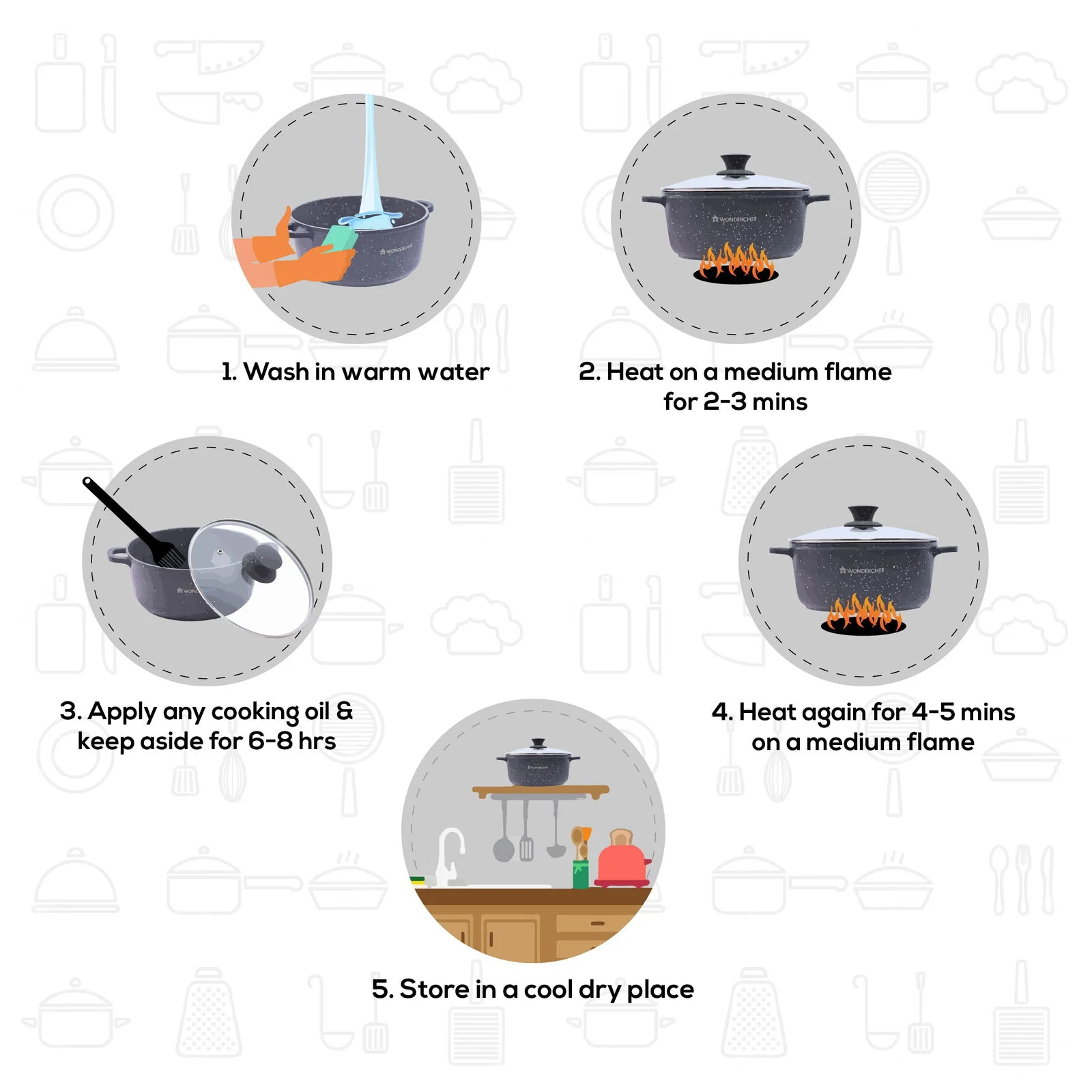 Granite 24 cm Non-Stick Casserole | Glass Lid |Induction Bottom | Soft-Touch Handles | Virgin Aluminium | PFOA and Heavy Metals Free | 3.5mm | 4 liters | 2 Year Warranty | Grey - Image 13