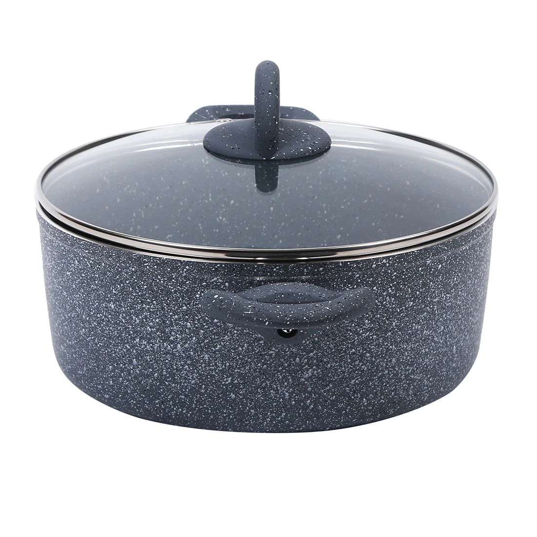 Granite 24 cm Non-Stick Casserole | Glass Lid |Induction Bottom | Soft-Touch Handles | Virgin Aluminium | PFOA and Heavy Metals Free | 3.5mm | 4 liters | 2 Year Warranty | Grey - Image 5