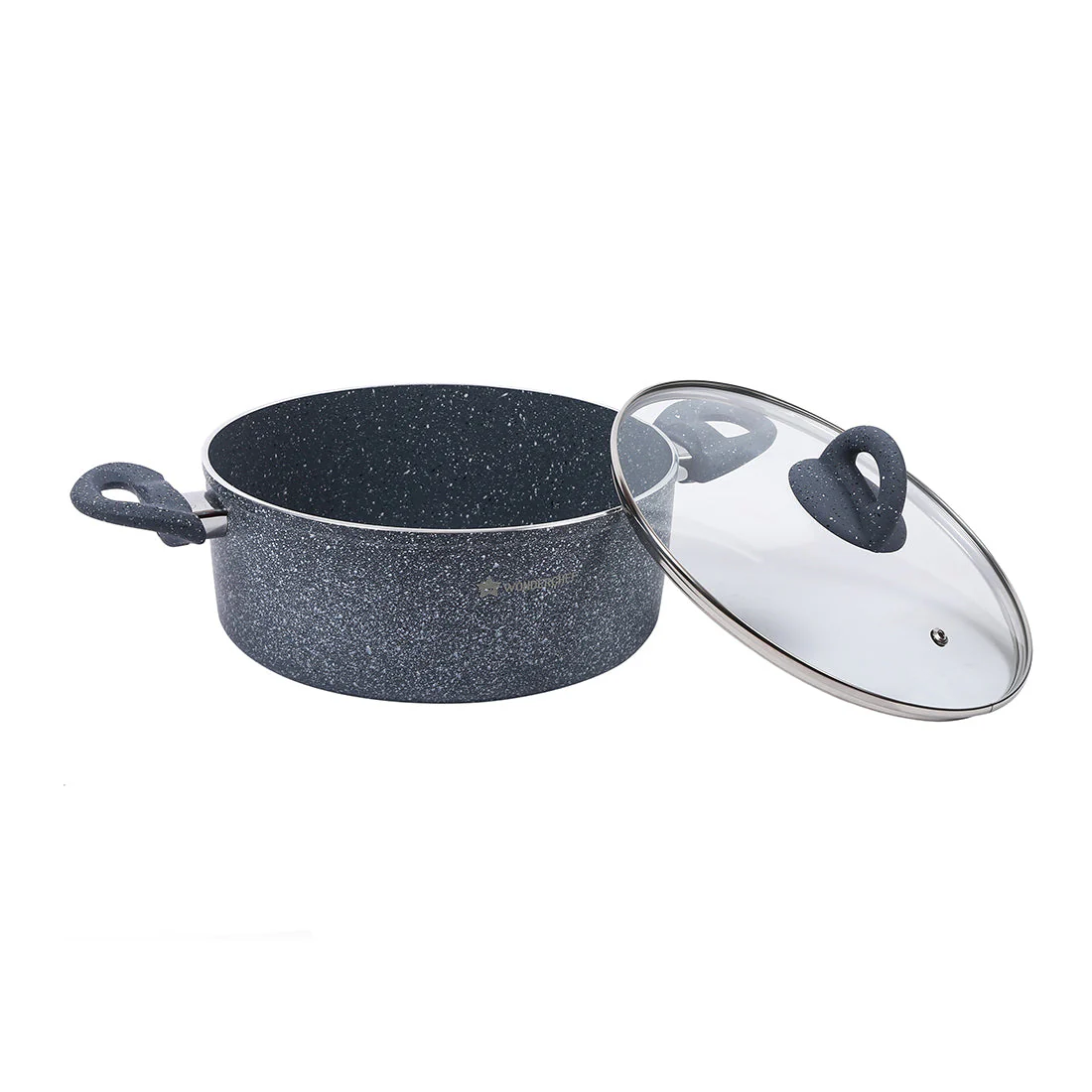Granite 24 cm Non-Stick Casserole | Glass Lid |Induction Bottom | Soft-Touch Handles | Virgin Aluminium | PFOA and Heavy Metals Free | 3.5mm | 4 liters | 2 Year Warranty | Grey - Image 6