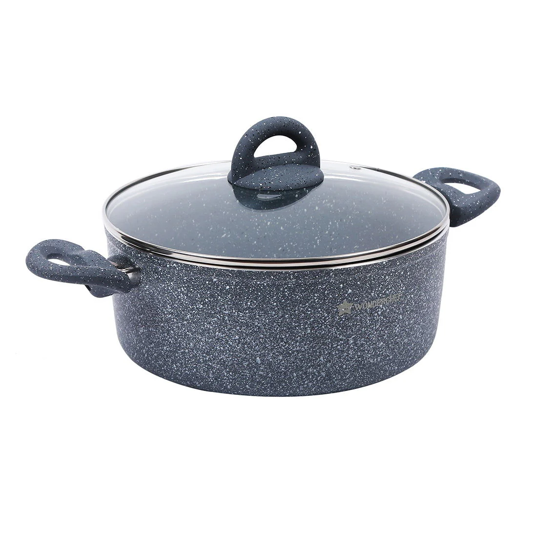 Granite 24 cm Non-Stick Casserole | Glass Lid |Induction Bottom | Soft-Touch Handles | Virgin Aluminium | PFOA and Heavy Metals Free | 3.5mm | 4 liters | 2 Year Warranty | Grey - Image 9