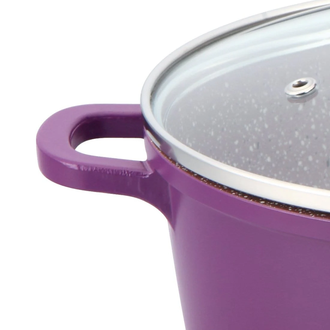 Granite Die-Cast Non-stick 6-piece Casserole Set with Lids, Induction bottom, Soft-touch handles, Virgin grade aluminium, PFOA/Heavy metals free, 3.5mm, 2 years warranty, Purple - Image 10