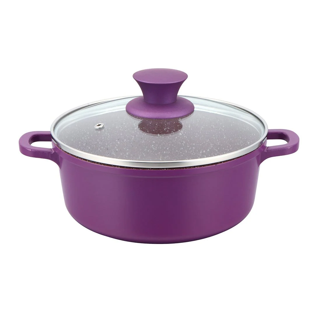 Granite Die-Cast Non-stick 6-piece Casserole Set with Lids, Induction bottom, Soft-touch handles, Virgin grade aluminium, PFOA/Heavy metals free, 3.5mm, 2 years warranty, Purple - Image 9