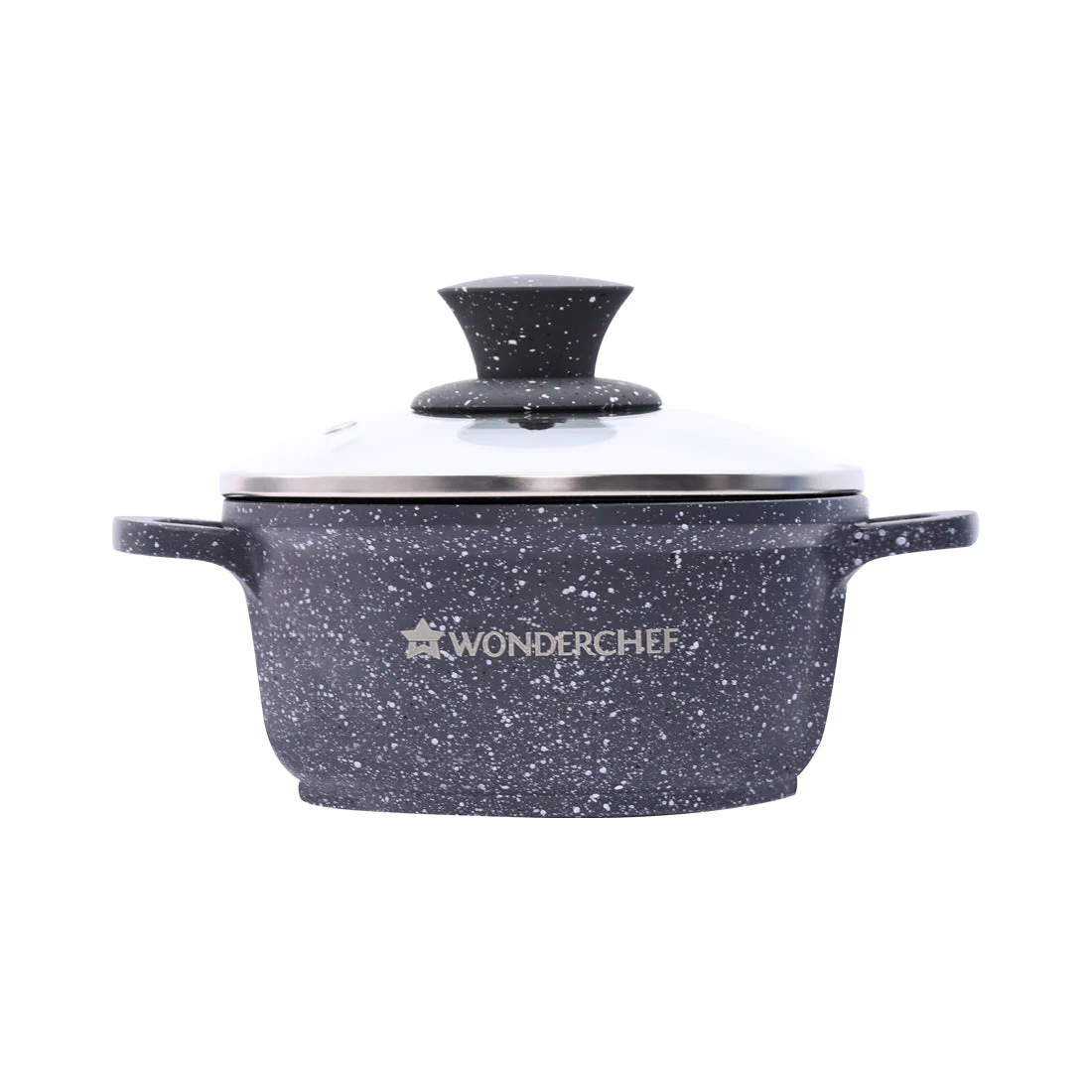 Granite Die-Cast Non-stick Casserole Set, 6Pc (16cm, 20cm, 24cm) Induction Bottom, Soft-touch Handles, Virgin Grade Aluminium, PFOA/Heavy metals free, 3.5mm, 2 years warranty, Black - Image 6