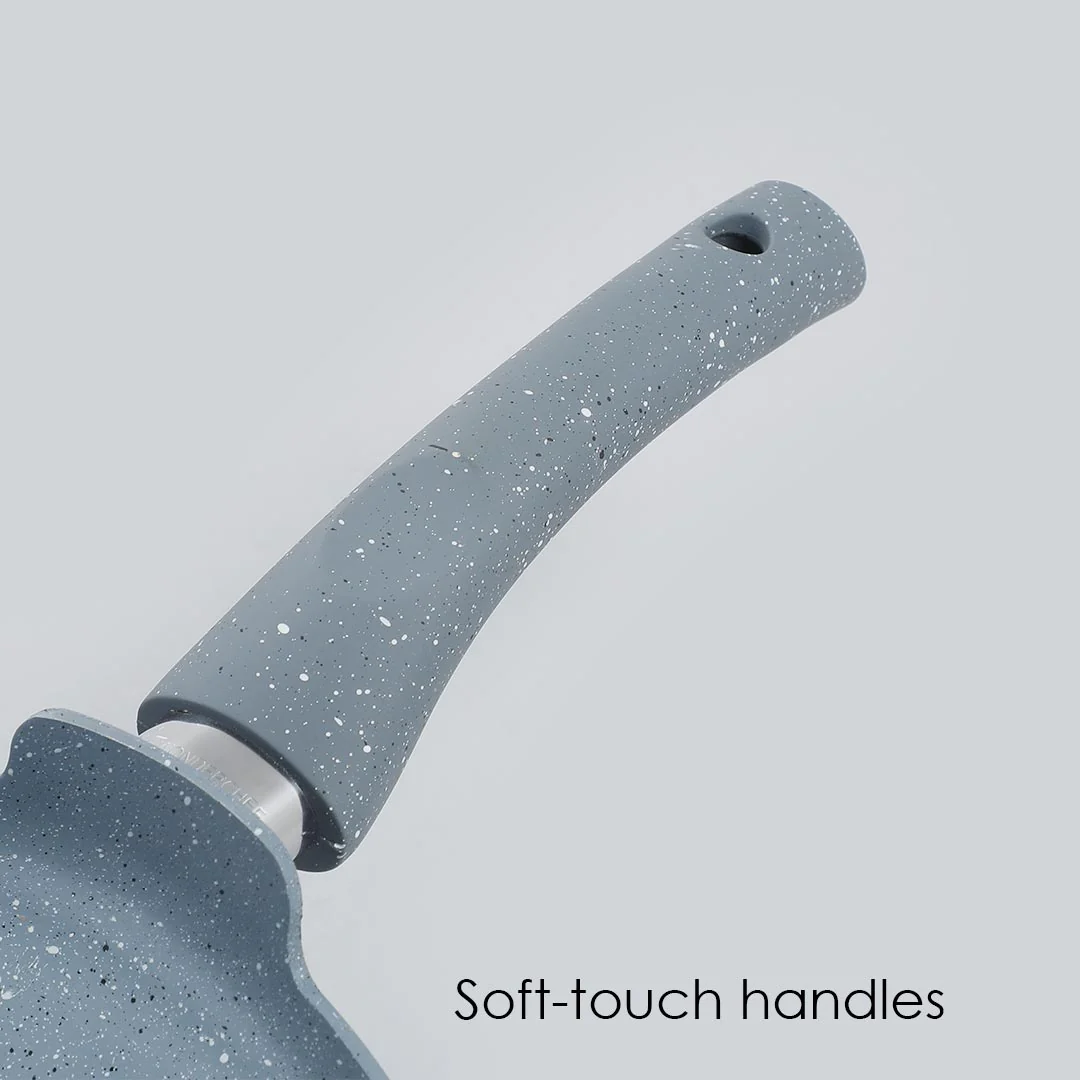 Granite 28cm Non-Stick Dosa Tawa | Induction Bottom | Soft-Touch Handles | Virgin Aluminium | PFOA/Heavy Metals Free | 3.5mm | 2 Year Warranty | Grey - Image 4