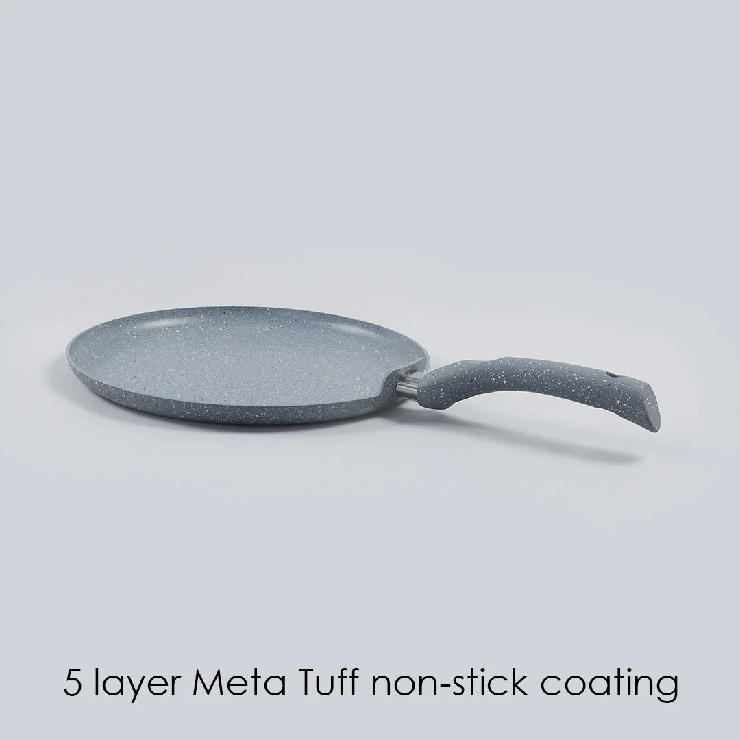 Granite 28cm Non-Stick Dosa Tawa | Induction Bottom | Soft-Touch Handles | Virgin Aluminium | PFOA/Heavy Metals Free | 3.5mm | 2 Year Warranty | Grey - Image 5