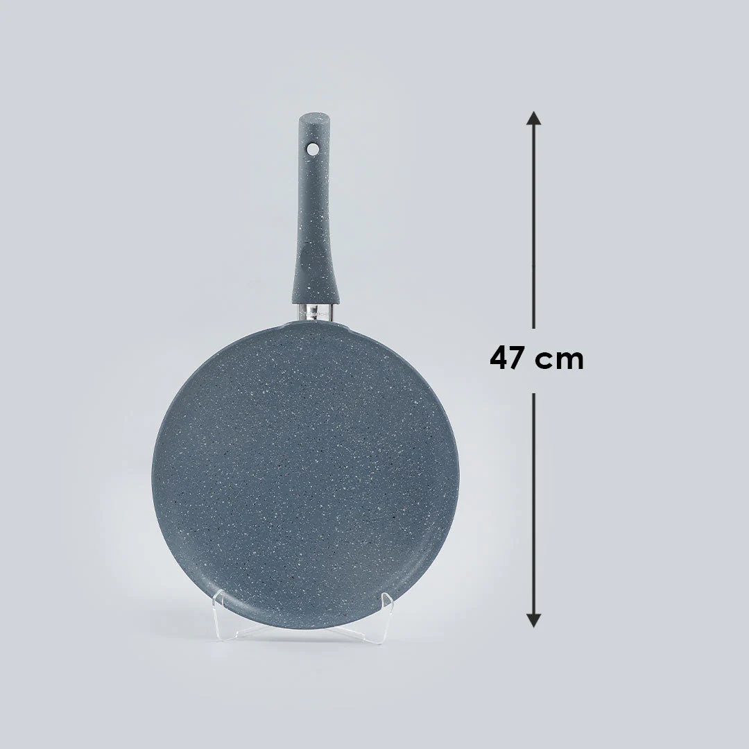 Granite 28cm Non-Stick Dosa Tawa | Induction Bottom | Soft-Touch Handles | Virgin Aluminium | PFOA/Heavy Metals Free | 3.5mm | 2 Year Warranty | Grey - Image 7