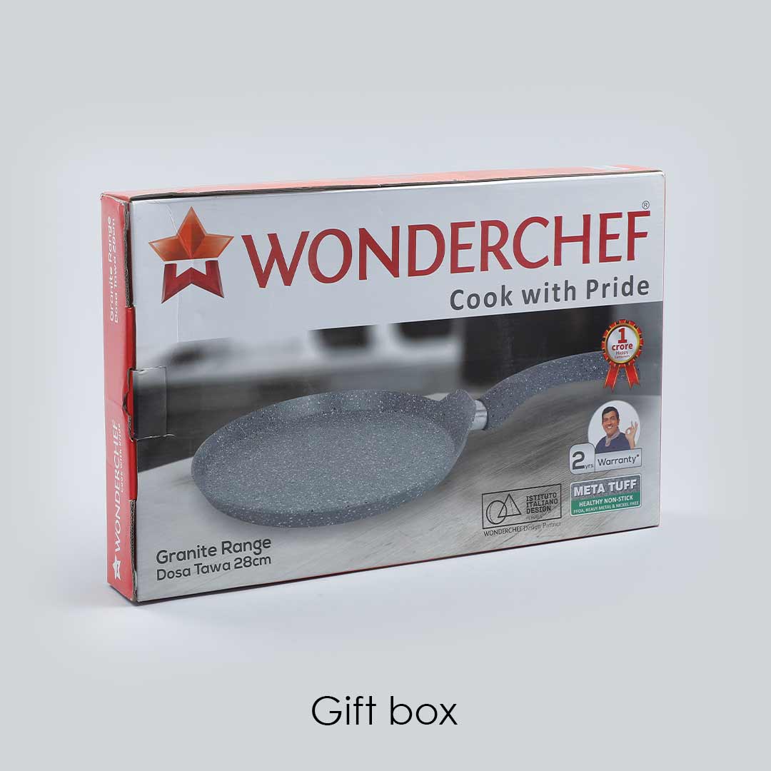 Granite 28cm Non-Stick Dosa Tawa | Induction Bottom | Soft-Touch Handles | Virgin Aluminium | PFOA/Heavy Metals Free | 3.5mm | 2 Year Warranty | Grey - Image 9