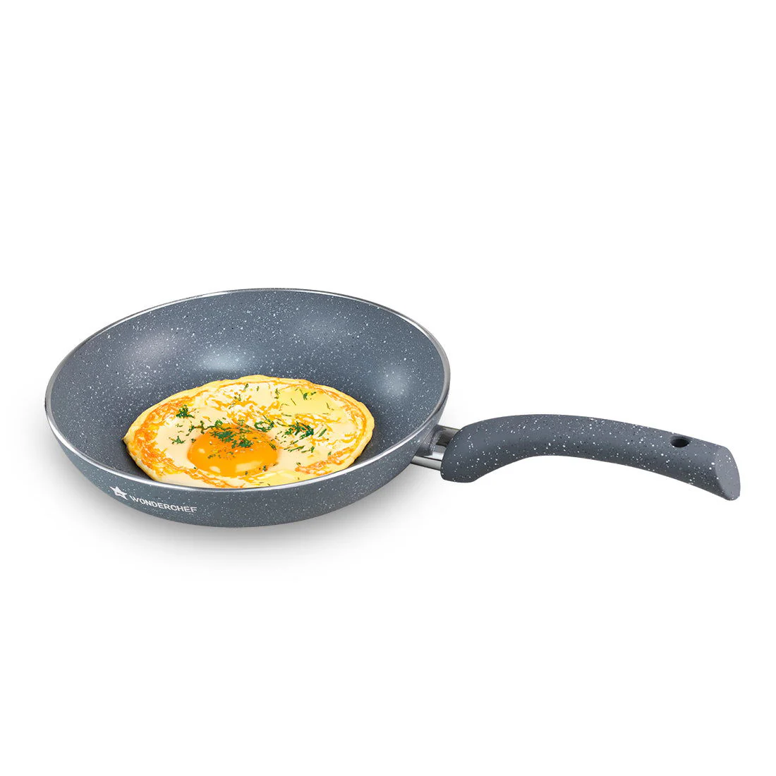 Granite Non Stick Fry Pan | Bakelite handles |Non – Toxic I Virgin Aluminium| 20 cms | 1 liter | 2 Year Warranty | Grey | Omelette Pan