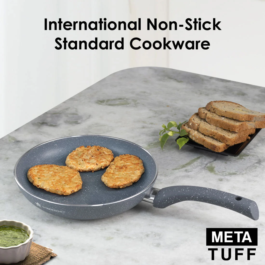 Granite Non Stick Fry Pan | Bakelite handles |Non – Toxic I Virgin Aluminium| 20 cms | 1 liter | 2 Year Warranty | Grey | Omelette Pan - Image 4