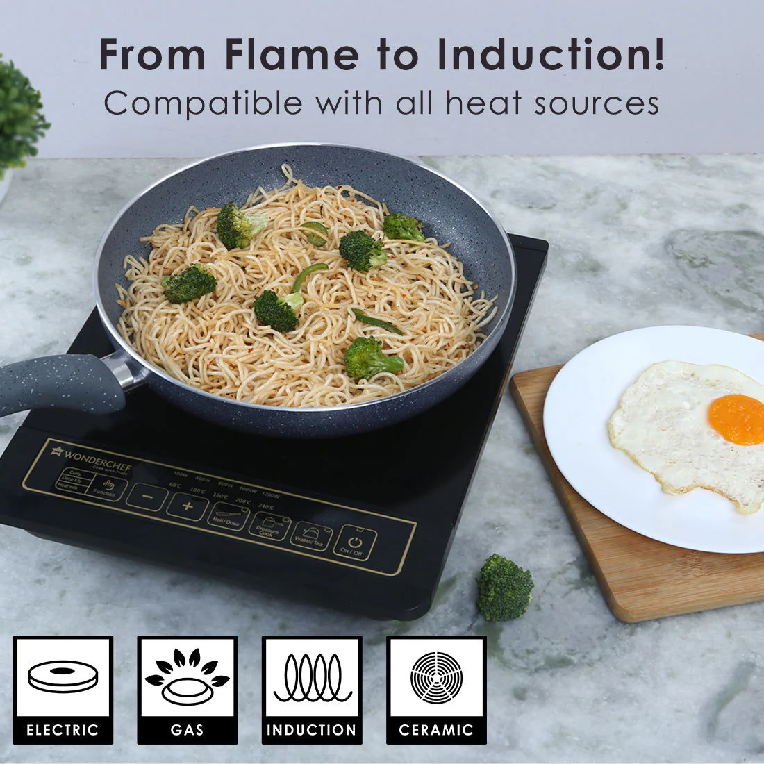 Granite Non Stick Fry Pan | Bakelite handles |Non – Toxic I Virgin Aluminium| 20 cms | 1 liter | 2 Year Warranty | Grey | Omelette Pan - Image 5