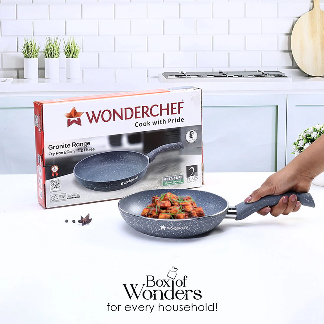 Granite Non Stick Fry Pan | Bakelite handles |Non – Toxic I Virgin Aluminium| 20 cms | 1 liter | 2 Year Warranty | Grey | Omelette Pan - Image 7