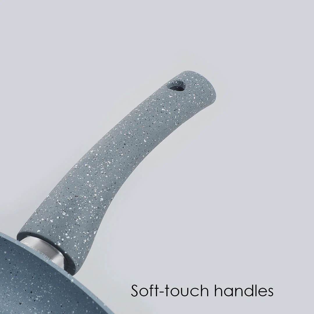 Granite Non-Stick 24cm Grill Pan | Soft-Touch Handles | Virgin Aluminium | PFOA and Heavy Metals Free | 3.5mm Thickness | 1.8 litres | 2 Year Warranty | Grey - Image 8