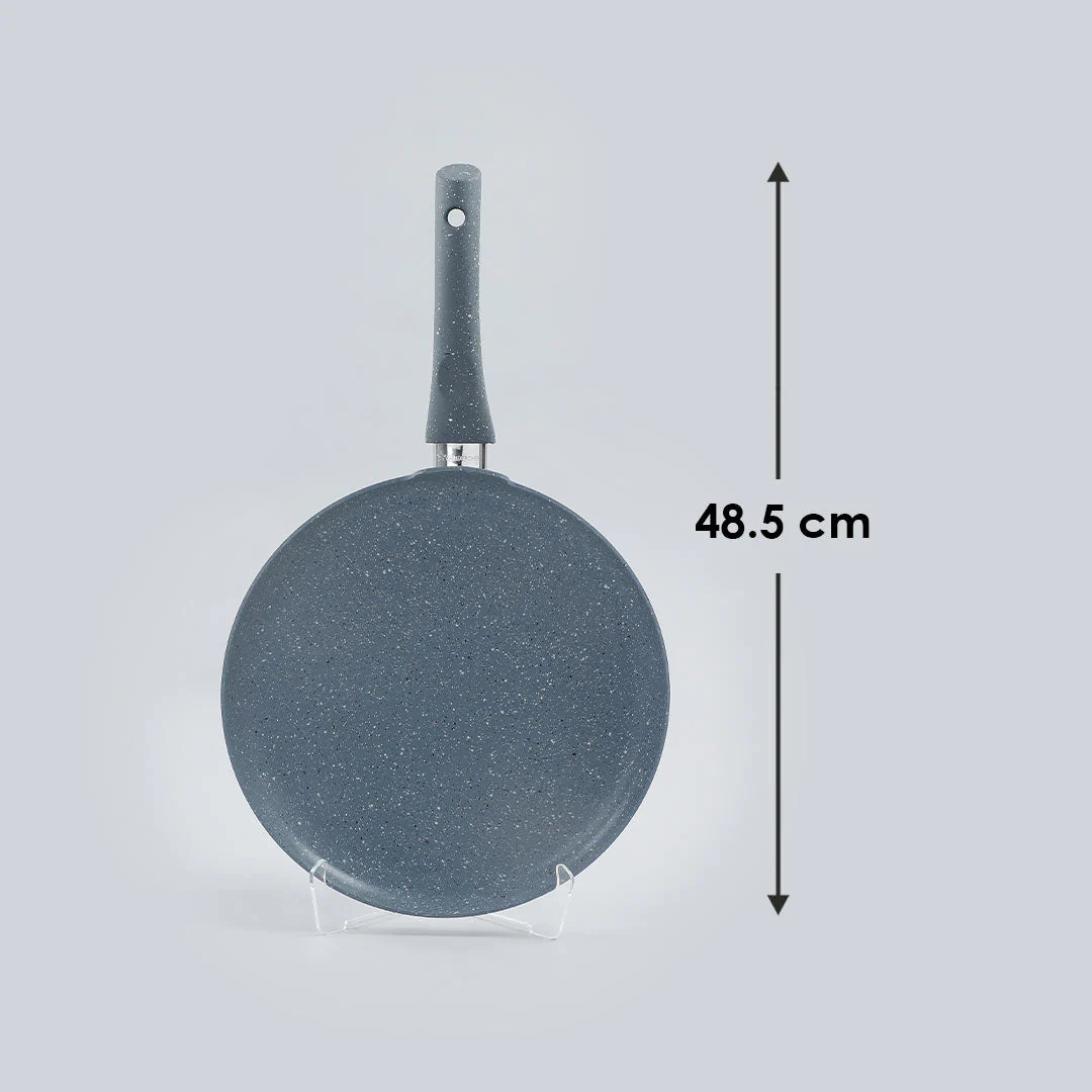Granite 30cm Non-Stick Dosa Tawa | Induction Bottom | Soft-Touch Handles | Virgin Aluminium | PFOA/Heavy Metals Free | 3.5mm | 2 Year Warranty | Grey - Image 7