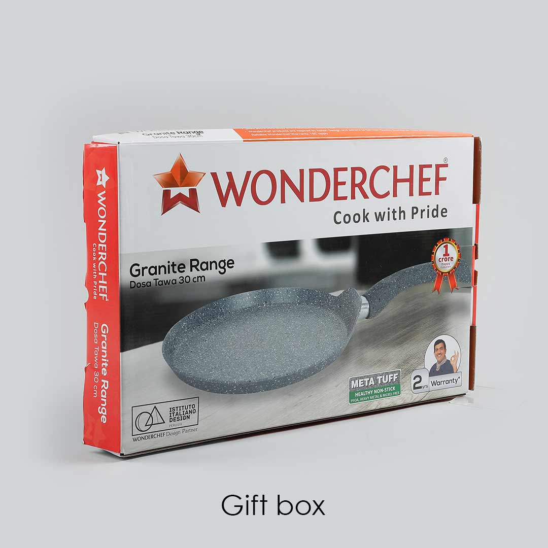Granite 30cm Non-Stick Dosa Tawa | Induction Bottom | Soft-Touch Handles | Virgin Aluminium | PFOA/Heavy Metals Free | 3.5mm | 2 Year Warranty | Grey - Image 9