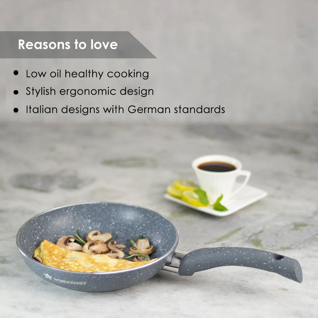 Granite 26 cm Non-Stick Fry Pan | 2 L | Grey | 5 Layer PFOA Free Non-Stick Coating | Compatible with Hot Plate, Hobs, Gas Stove, Ceramic Plate and Induction cooktop | 2 Years Warranty - Image 11