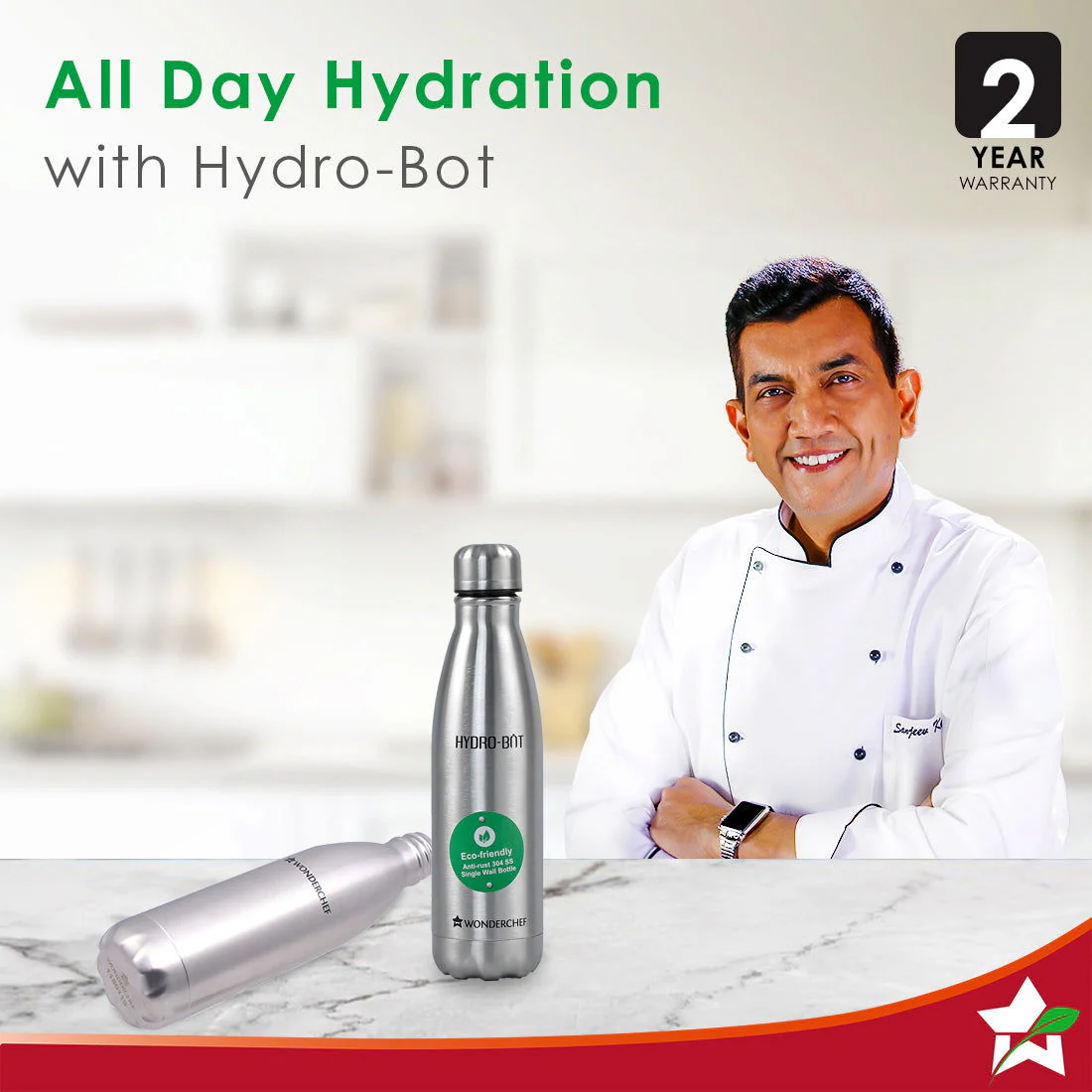 Stainless Steel Hydro Bot 750 ml | Gift Box Packing | Single wall | Non-insulated | 304 Stainless Steel | Non Toxic IBPA free | Rust Free | Light weight | For Home , Office and Travel | Spill and Leak proof | Wide Mouth | Easy to Clean | 2 Years Warranty - Image 2