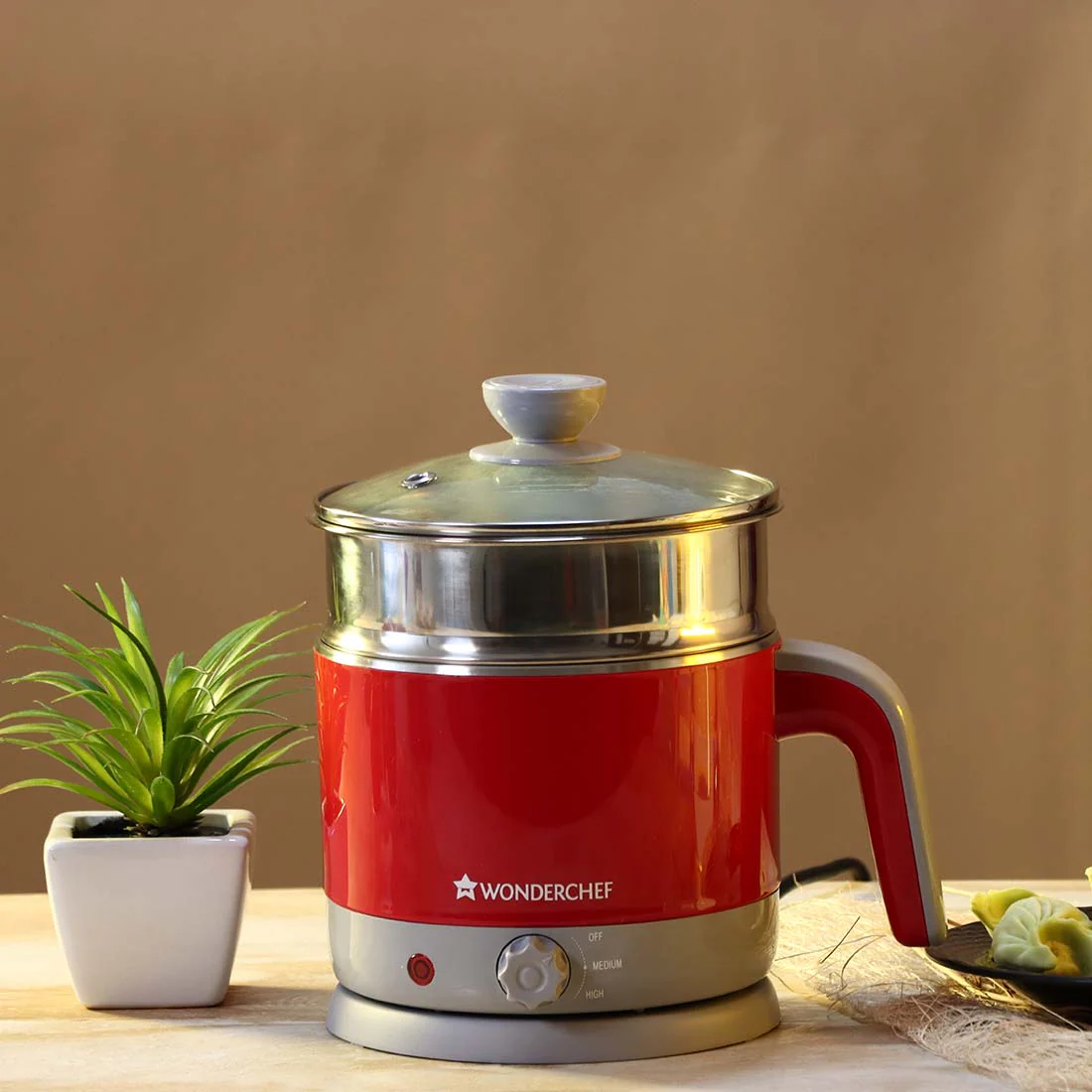 LUXE Multicook Stainless Steel 1.2 L Electric Kettle, 1000W, Red - Image 2