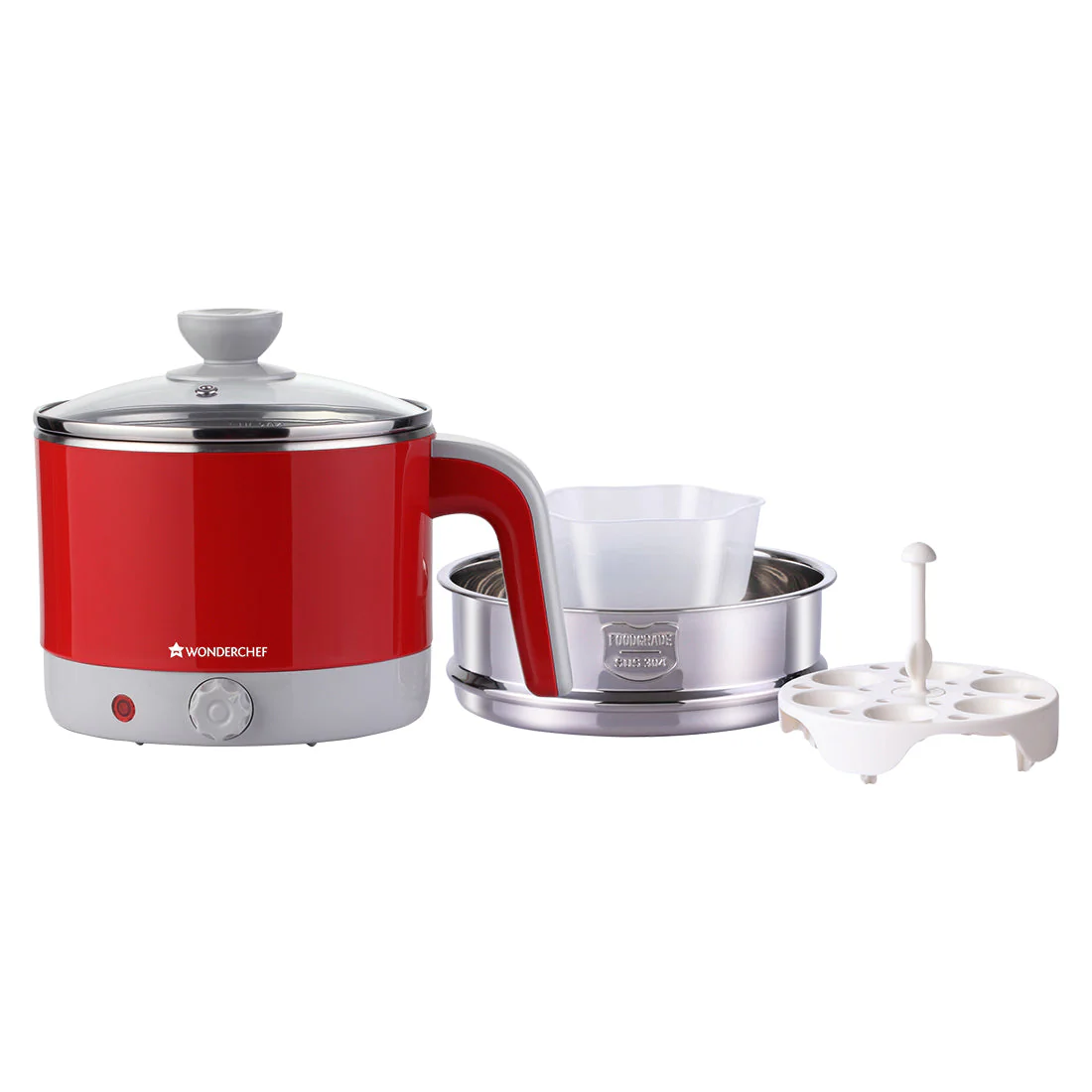 LUXE Multicook Stainless Steel 1.2 L Electric Kettle, 1000W, Red - Image 4