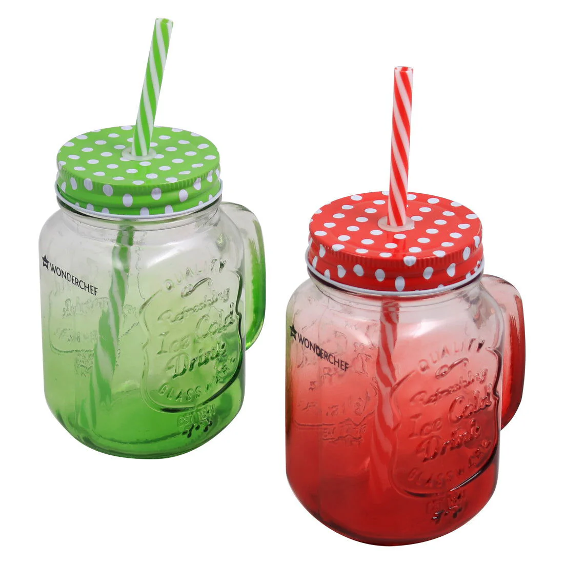 Mason Jar Set 450Ml (Red And Green) - Image 4
