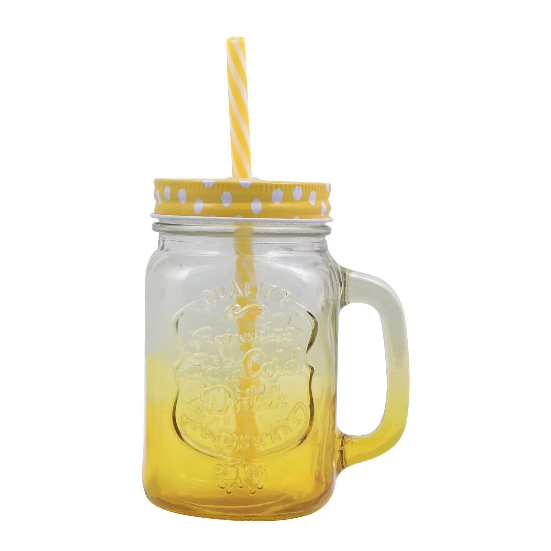 Mason Jar Set 450Ml (Yellow And Blue) - Image 2